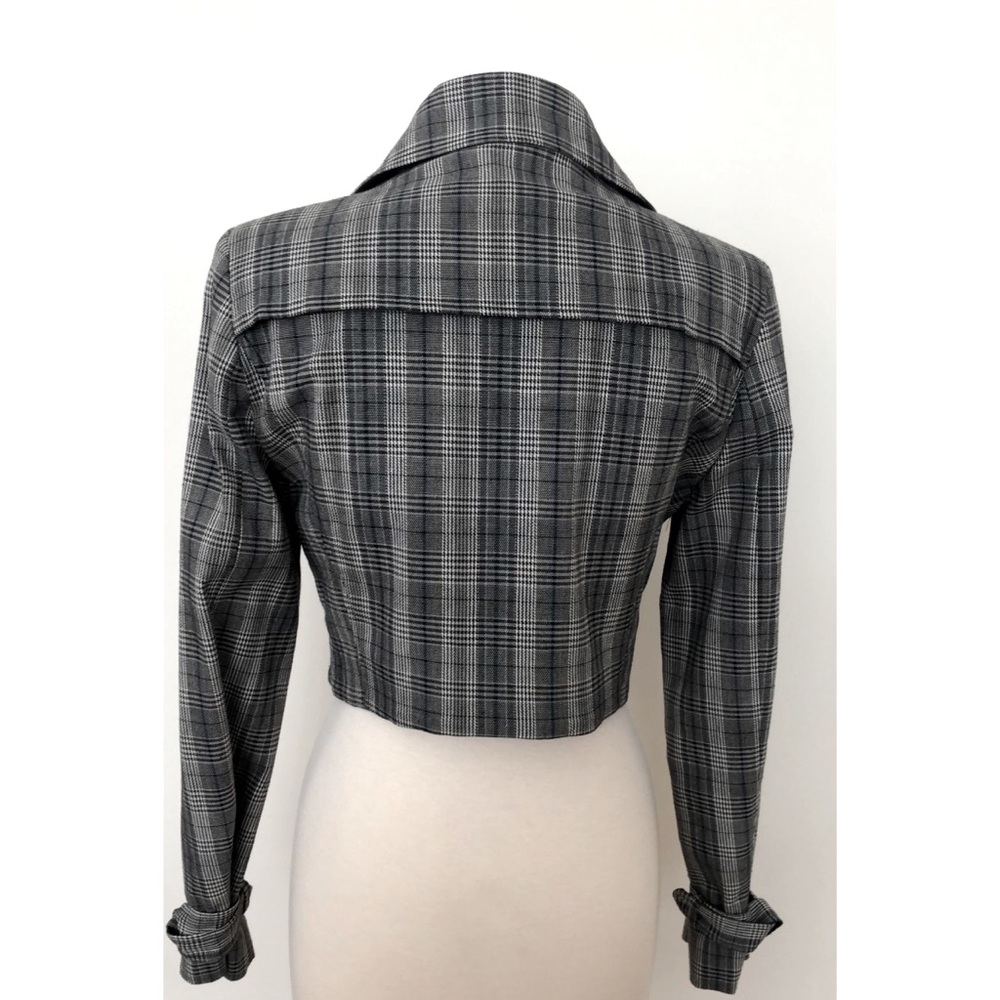 Lita Mortari Jacket Double Breasted Asymmetrical Military Crop Striped Moto S - Picture 2 of 5